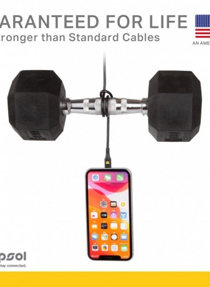 Wrapsol iPhone Cable USB-A to MFI Lightning 3M – Black - Image 2