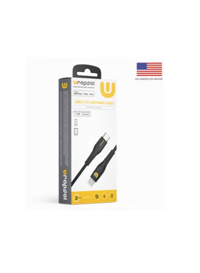 Wrapsol iPhone Cable USB-A to MFI Lightning 3M – Black - Image 3