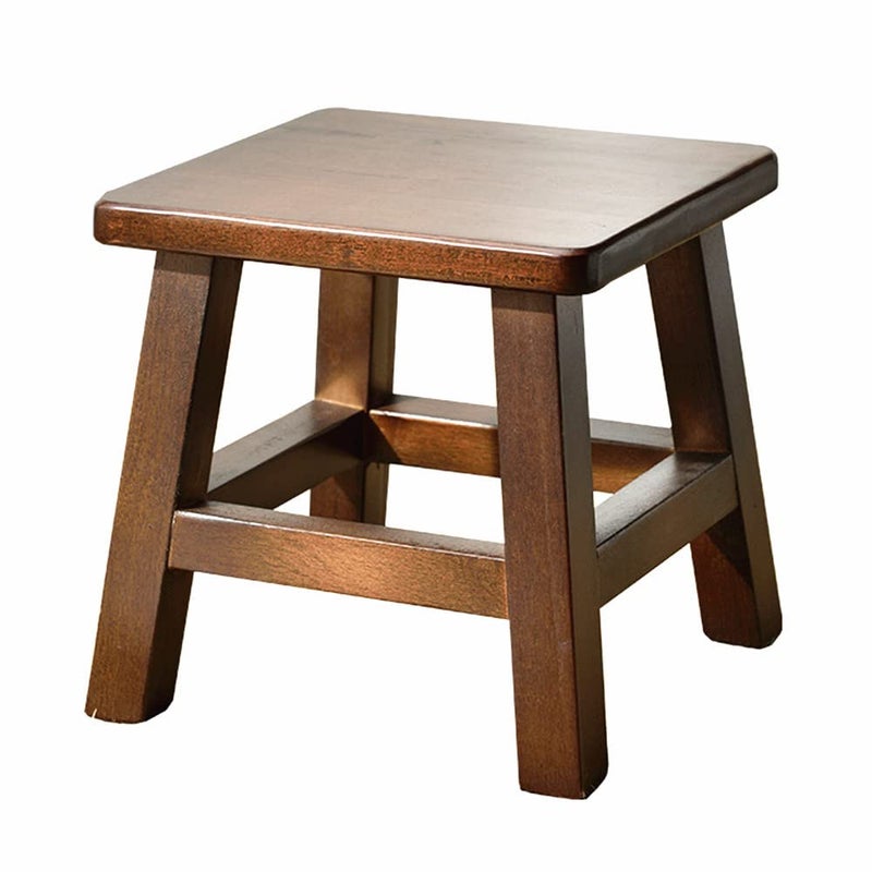 XDSTOOL Solid Wood Stool 10 inch Wooden for Kids Small Short Stool Shoe Changing Step Stool Brown Square