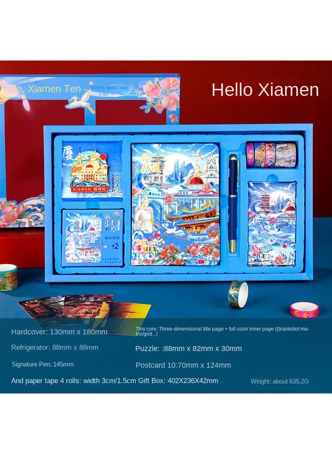 Bluejw City Tourist Attractions Landmark Guofeng Handbook Suit Stationery Gift Box Hangzhou Shanghai Xi 'an Beijing Diaries - Image 1