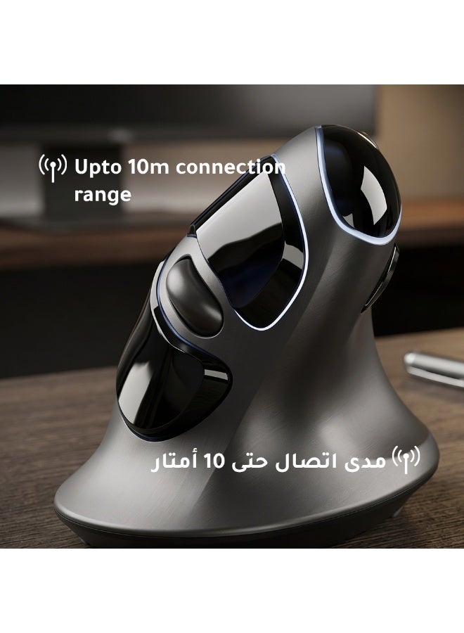 مايكروباك ماوس لاسلكي مريح Micropack MP-V03W - تصميم عمودي، مستقبل مزدوج (A/C)، أسود - Image 2