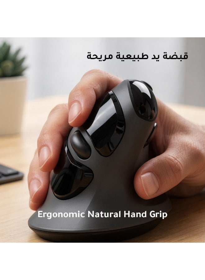 مايكروباك ماوس لاسلكي مريح Micropack MP-V03W - تصميم عمودي، مستقبل مزدوج (A/C)، أسود - Image 5