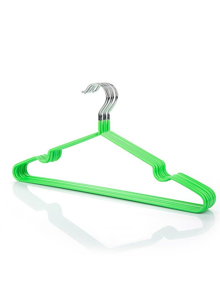 10pcs Metal Anti Slip Clothes Hanger Clothes Drying Hanger Green  - Image 1