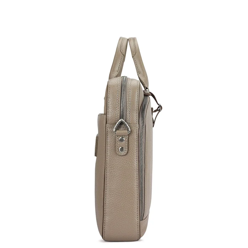 Da Milano Smoke Grey Wax Leather Laptop Bag - Smoke Grey  | Best Price UAE