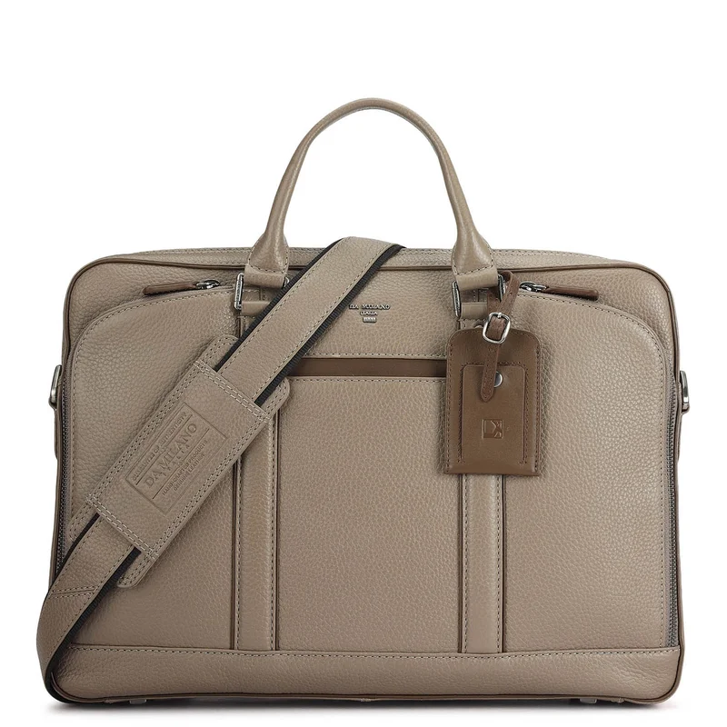 Wax Leather Laptop Bag - Smoke Grey