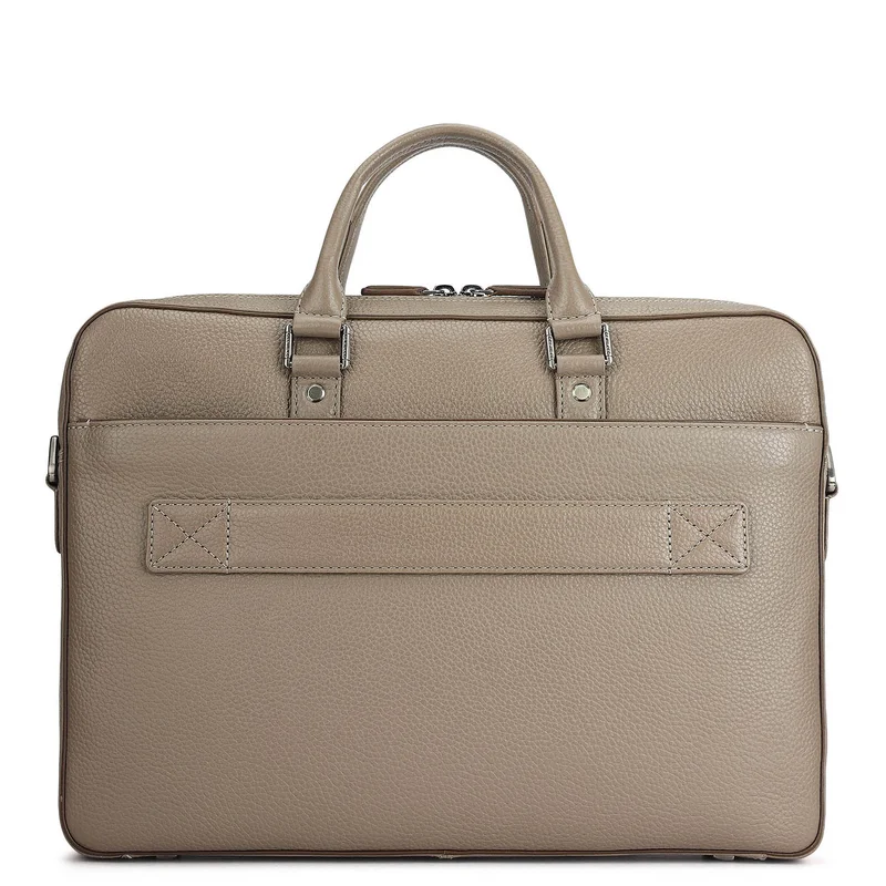 Da Milano Smoke Grey Wax Leather Laptop Bag - Smoke Grey  | Best Price UAE