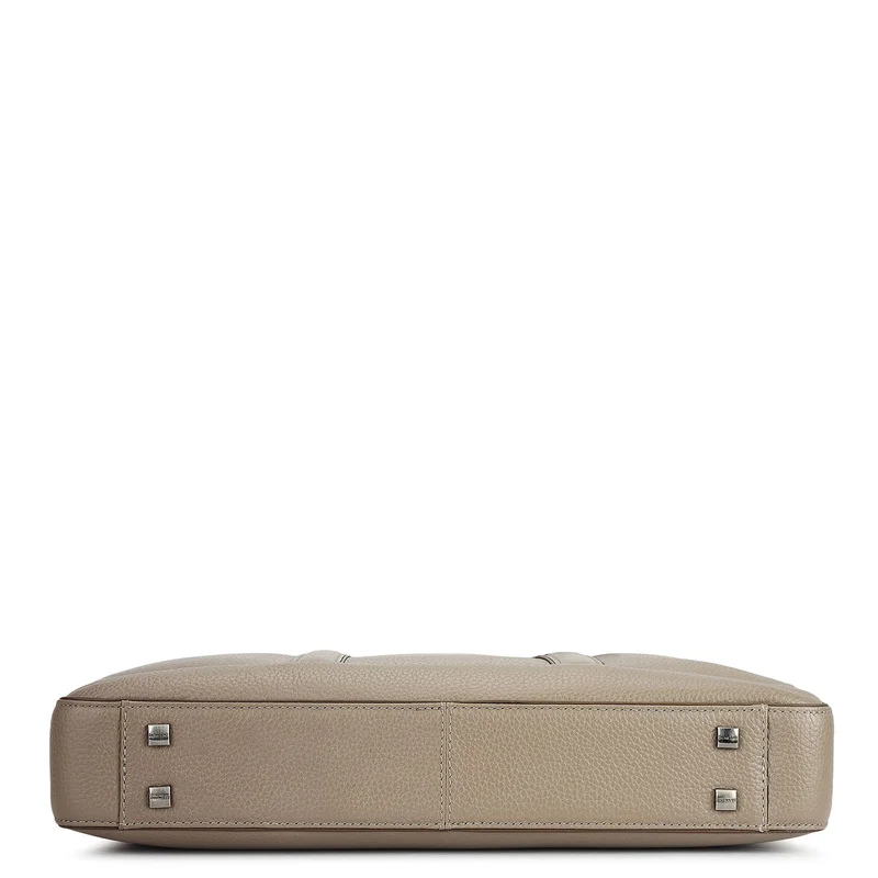 Da Milano Smoke Grey Wax Leather Laptop Bag - Smoke Grey  | Best Price UAE