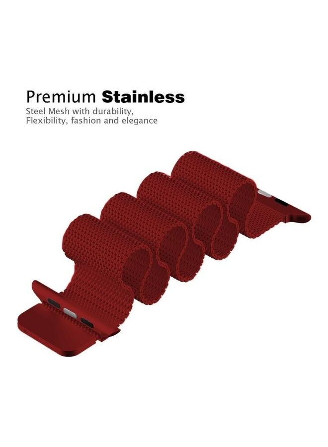 NIBEMINENT Magnetic Stainless Steel Wrist Band For Apple Watch Series 6/SE/5/4 44mm And 3/2/1 42mm Red - Image 5