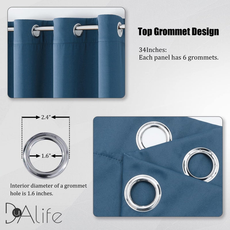 DUALIFE DUALIFE Denim Blue Curtains Blackout 84 Inch Length 2 Panels  Grommet Sunblock Room Darkening Long Skinny Curtains for Bedroom Door Doorway Width 34 Inch  Midnight Blue  - Image 3