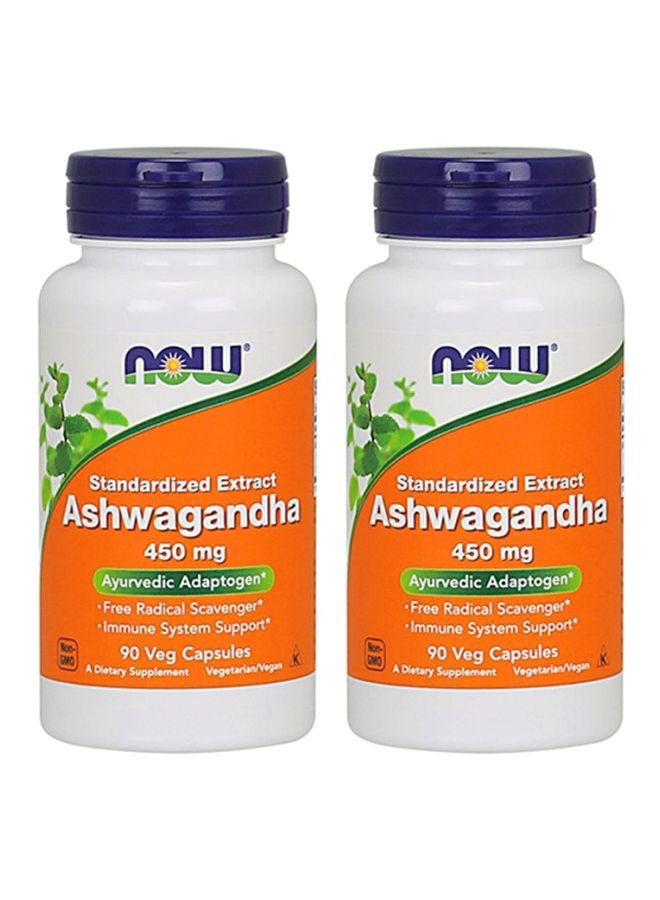 ناو فودز كبسولات اشواغاندا 450 مجم - 90 كبسولة نباتية من عبوتين - Image 1