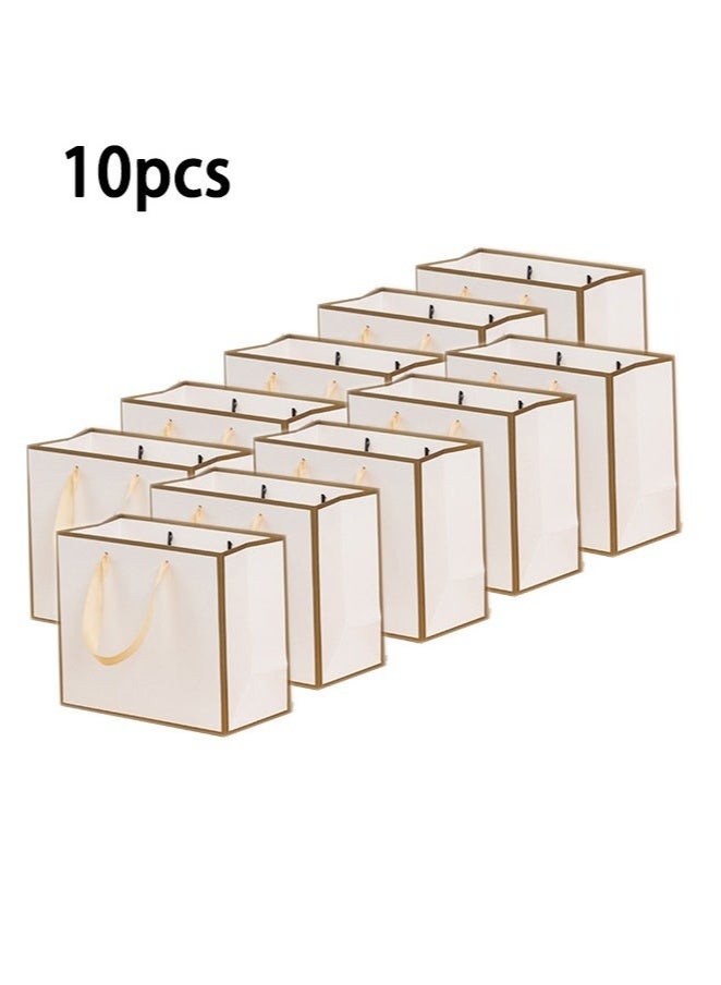 10 قطع من حقائب هدايا الحفلات، حقيبة تسوق، حقائب حفلات للأطفال، لوازم الوجبات الخفيفة والحلوى وحقائب الطعام، حقائب لحفلات أعياد الميلاد وحفلات الزفاف 27*21*8（الأبيض） - Image 1