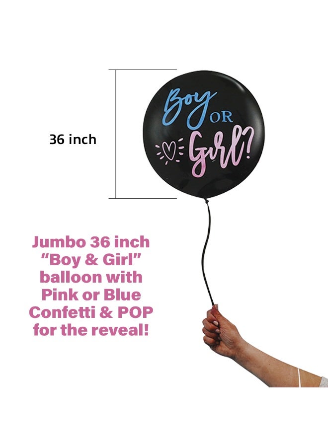 نقطة الحزب بالون الكشف عن جنس المولود - بالون معدني أسود من اللاتكس مقاس 36 بوصة لتزيين الحفلات للأولاد أو البنات - Image 4