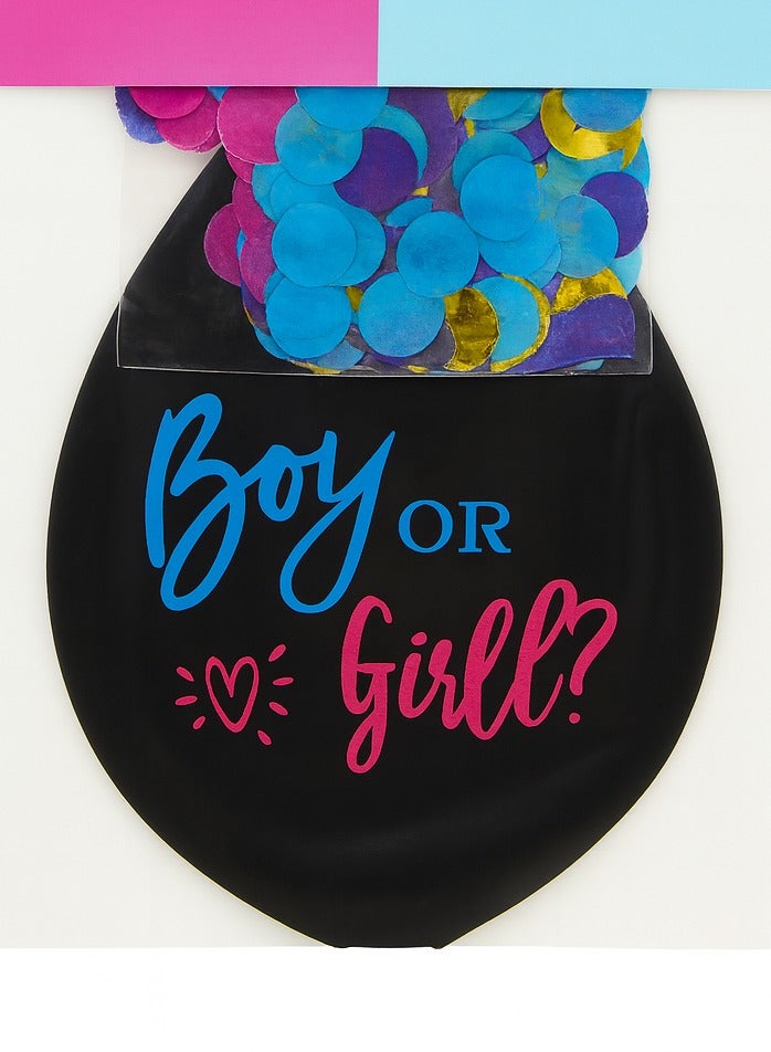 نقطة الحزب بالون الكشف عن جنس المولود - بالون معدني أسود من اللاتكس مقاس 36 بوصة لتزيين الحفلات للأولاد أو البنات - Image 2