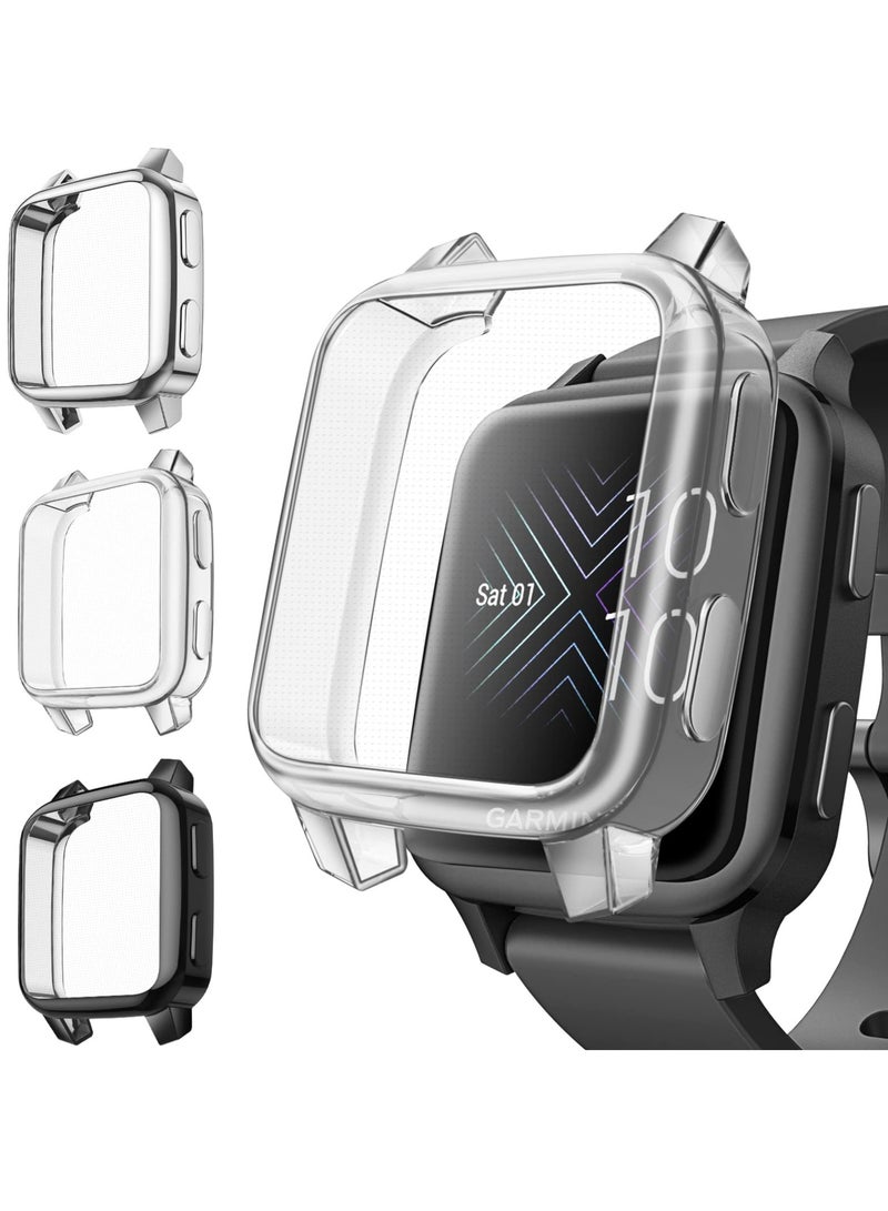 KASTWAVE 3 Packs 3 Color Screen Protector Case Compatible with Garmin Venu Sq 2, Sq 2 Music, Venu Sq, Venu Sq Music, Full Coverage Soft TPU Case Protective Screen Cover Bumper Frame - Image 1