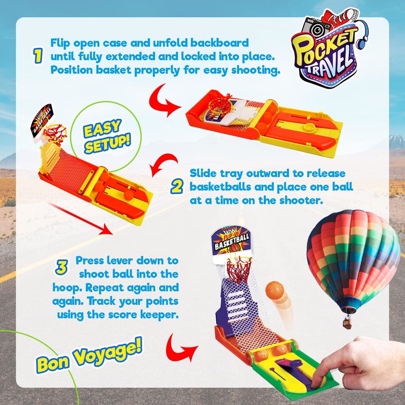 JA-RU Mini Basketball Game (1 Unit) Portable Hoop Shooting Sports Travel Toys for Kids. Tabletop & Office Desktop Handheld Accessory. Arcade Party Favors. 3255-1 - Image 4