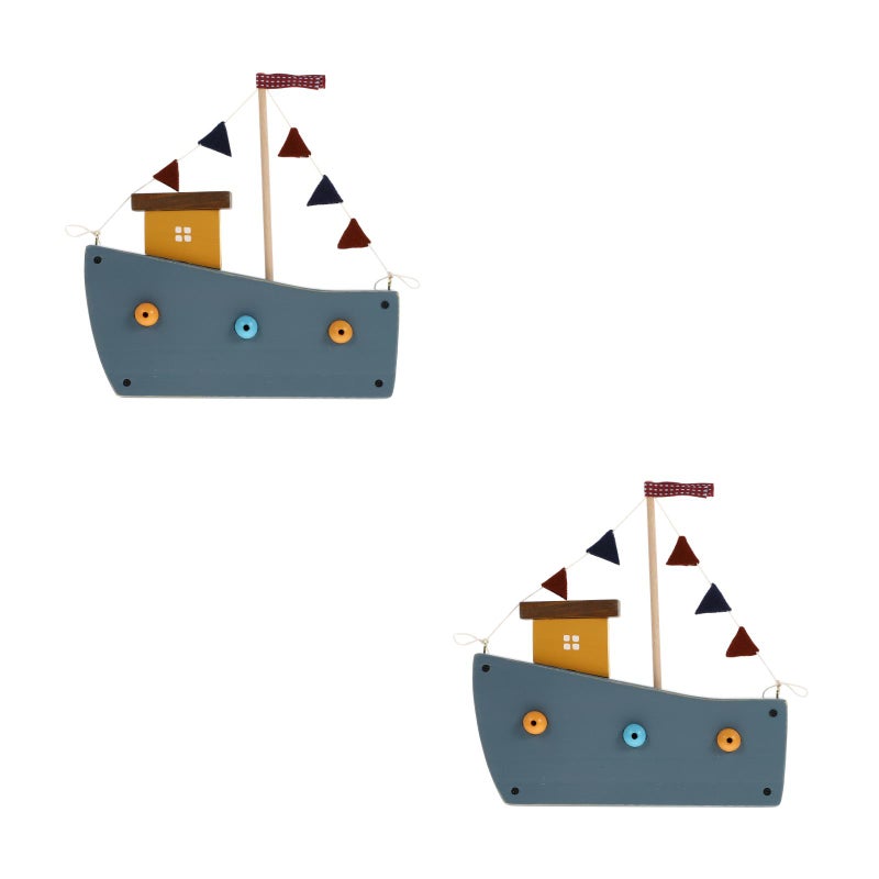 2pcs Sailboat Craft Living Room Decor Desktop Ornament for Kids' Room - Image 1