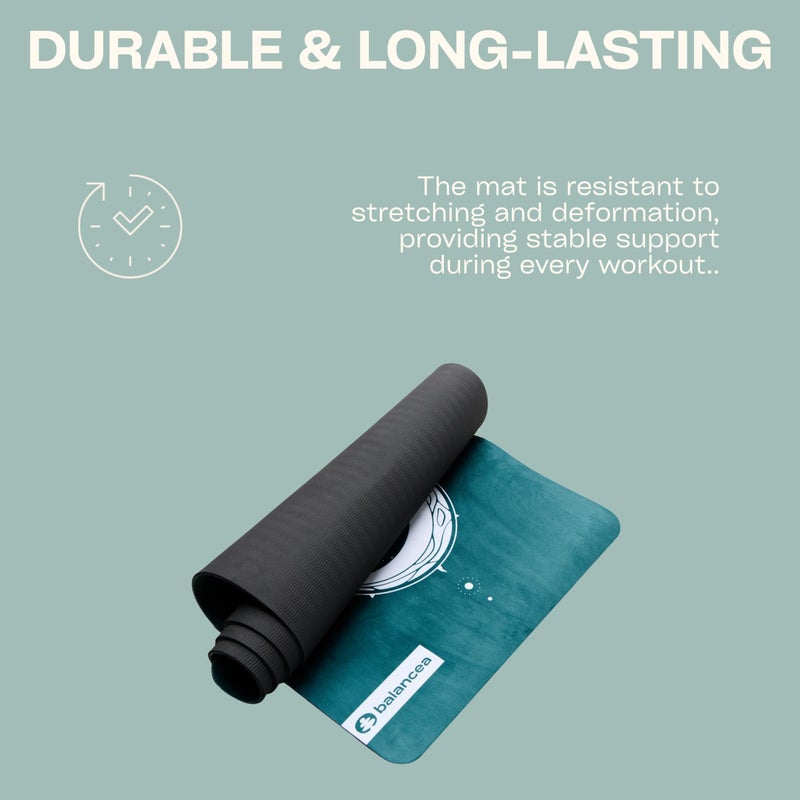 balancea Yoga Mat 5mm Non Slip Suede & TPE - Green Eco-Friendly Fitness & Exercise Mat for Home Gym, Pilates, Hot Yoga, and Meditation - Lightweight Durable 72 x 24 inch Workout Mat for Women, Men - Image 3