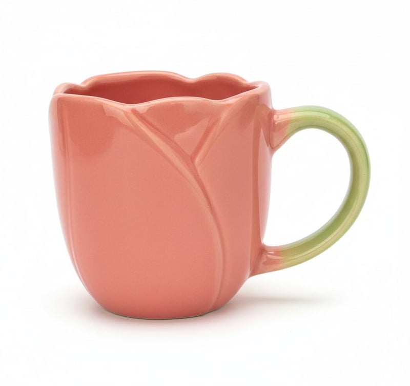Femora Pink Ceramic Tulip Design Coffee Mug for Women, Valentine Gift for Girlfriend | Pack of 1 | Cappuccino Espresso | Daily Use Beverage Mug - Image 5