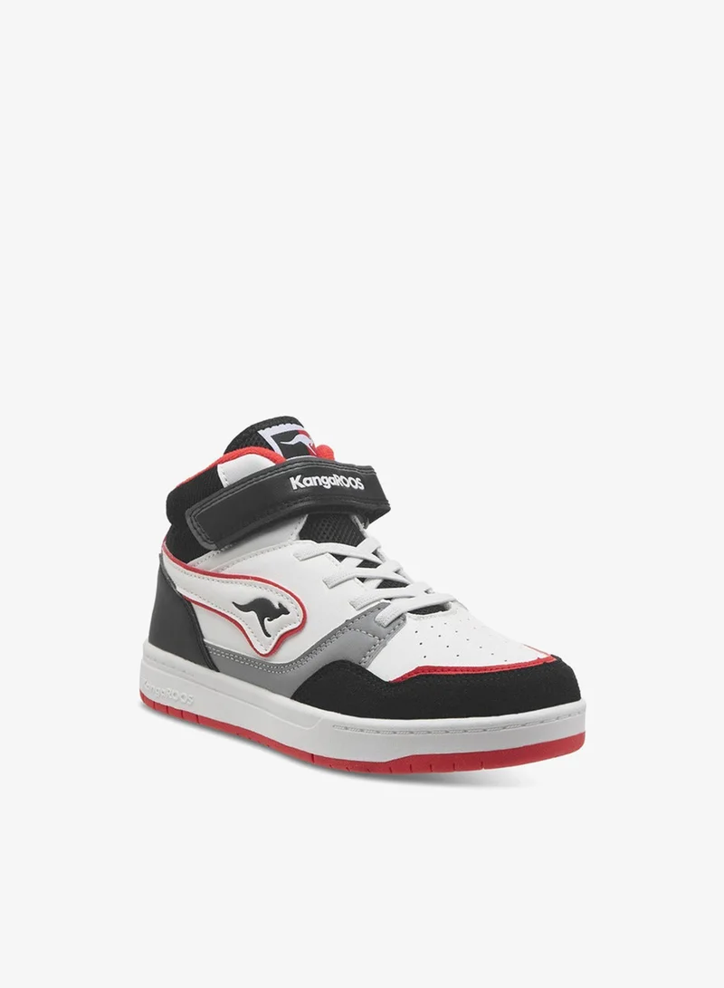 كانغاروس سنيكرز أولاد بتفاصيل شعار وقصة عالية بإغلاق شريط لاصق