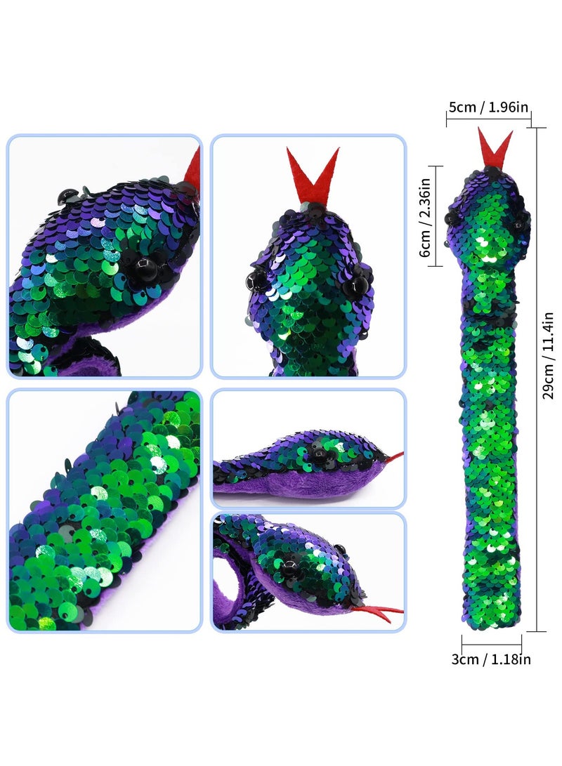 KASTWAVE 6 Pcs Slap Bracelet Snake Snap Bracelet, Snake Snap Bracelet Sequin Animal Slap Bracelets Cool Snap Bands Snake Slap on Bracelet for Kids Boys Girls Birthday Party Favors (Random Color) - Image 5