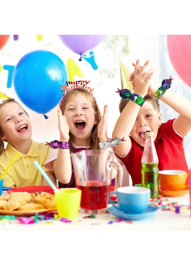 KASTWAVE 6 Pcs Slap Bracelet Snake Snap Bracelet, Snake Snap Bracelet Sequin Animal Slap Bracelets Cool Snap Bands Snake Slap on Bracelet for Kids Boys Girls Birthday Party Favors (Random Color) - Image 4