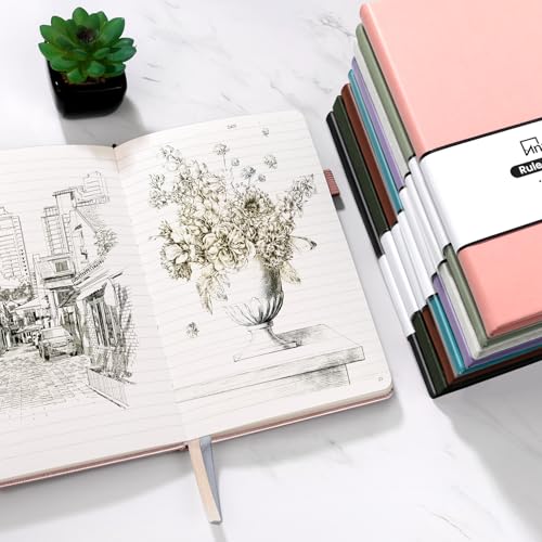 Annecy Lined Journal Notebook, Hardcover Leather Journal for Women & Men, 160 Numbered Pages, Medium 5.5" x 8.25", 100 GSM Thick Paper, Rose Gold - Image 5