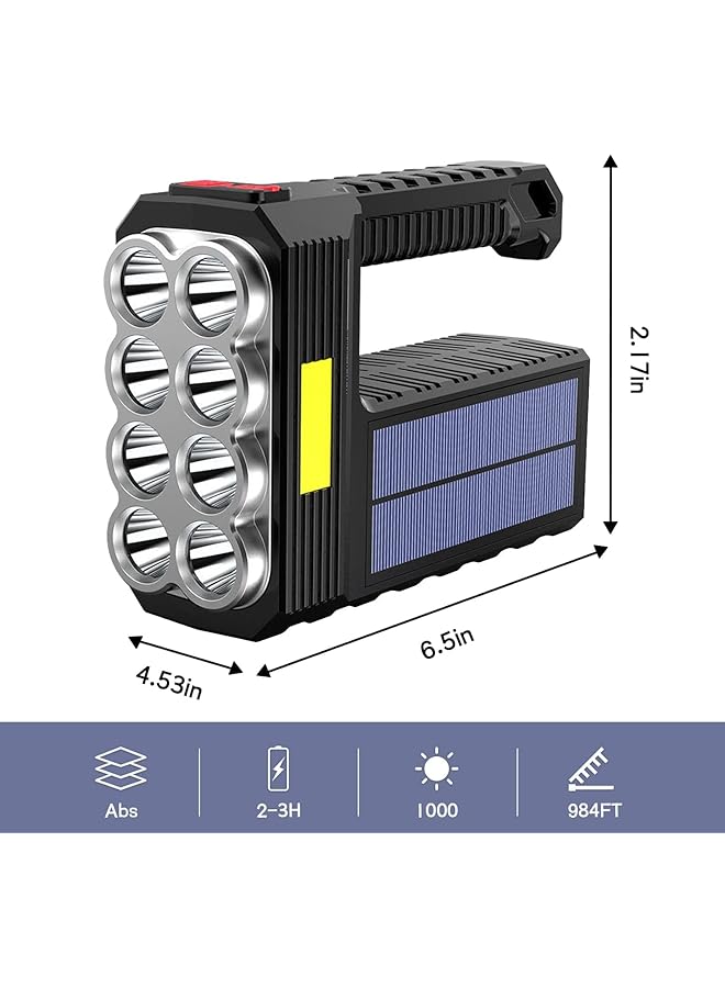 KASTWAVE 3000 Lumens Solar Rechargeable Handheld Flashlight LED Waterproof 1200 Mah Battery USB Fast Charging - Image 4