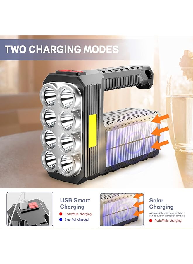 KASTWAVE 3000 Lumens Solar Rechargeable Handheld Flashlight LED Waterproof 1200 Mah Battery USB Fast Charging - Image 2