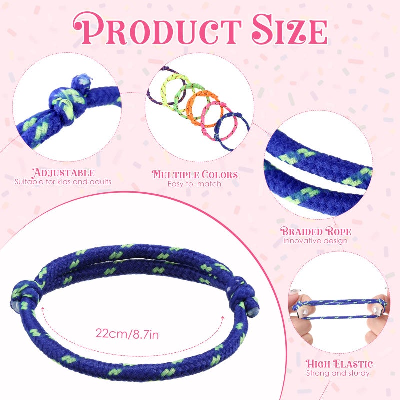 Janinka 432 Pcs Friendship Bracelets for Kids Neon Adjustable Paracord Bracelets Bulk Woven Rope Classroom Prizes for Students Girls Boys Goodie Bag Stuffers Back to School Party FavorsDeep Color - Image 3