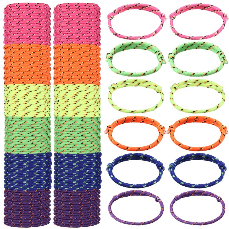Janinka 432 Pcs Friendship Bracelets for Kids Neon Adjustable Paracord Bracelets Bulk Woven Rope Classroom Prizes for Students Girls Boys Goodie Bag Stuffers Back to School Party FavorsDeep Color - Image 2