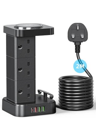 3 in 1 Power Extension Cord With Wireless Charger  And Cable Management Box with lock 4 USB Ports (32W 1* PD 18W 1* QC3.0,2* USB-A)  And 6 Outlets 2500W Power Socket for Home Office And More - view 2