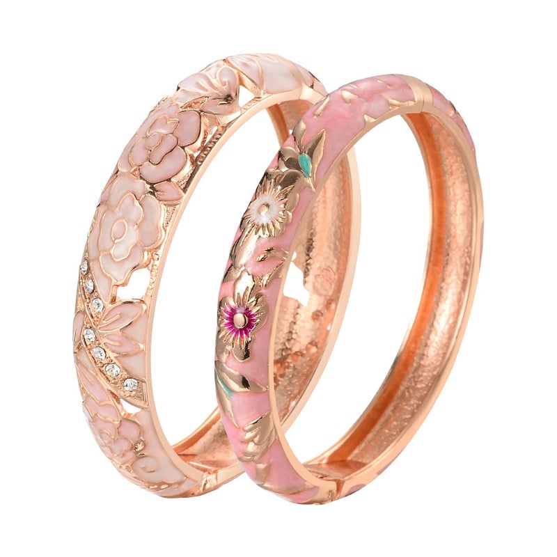 wynameleri 2 Pcs Bracelets Jewelry Colourful Enamel Hinged Bangles Set as Gifts to Girls or Womens - Image 2
