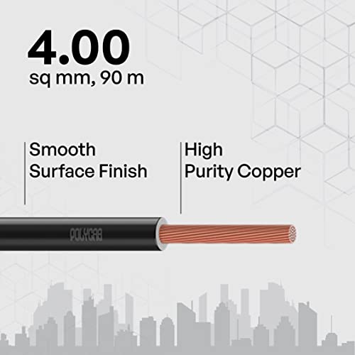 Polycab OPTIMA+ 4sqmm 90M coil | Flame Retardant | Lead free | 99.97% high purity copper | Rodent protection | PVC insulated housewire [Black] - Image 2