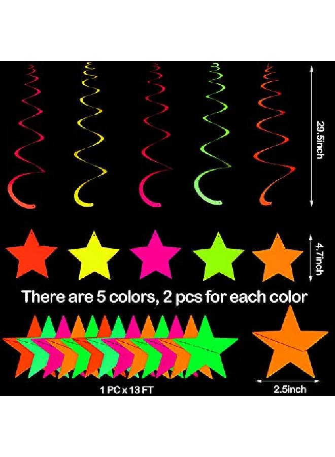 Skylety 61 قطعة من بالونات النيون للحفلات، مجموعات حفلات متوهجة تتضمن 50 قطعة من بالونات متوهجة بالأشعة فوق البنفسجية مقاس 12 بوصة، إكليل نجوم نيون بطول 14 قدمًا، 10 قطع من نجوم النيون المعلقة لتزيين قوس حفلات الزفاف وأعياد الميلاد - Image 2