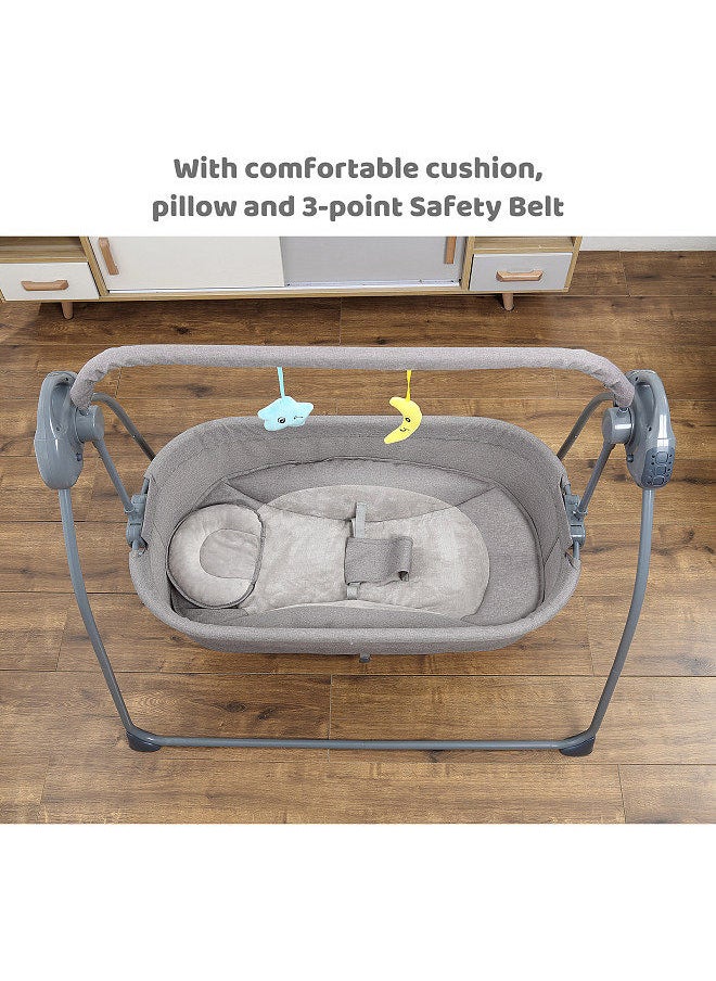 Generic Putybudy S-C901 Foldable Electric Baby Bassinet Baby Swing Bed for Infants 5 Speeds & 4 Timer & 12 Preset Lullabies Supports BT Connection USB Flash Drive Washable with Remote Control  - Image 4