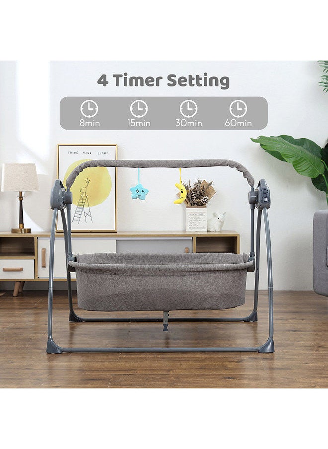 Generic Putybudy S-C901 Foldable Electric Baby Bassinet Baby Swing Bed for Infants 5 Speeds & 4 Timer & 12 Preset Lullabies Supports BT Connection USB Flash Drive Washable with Remote Control  - Image 2
