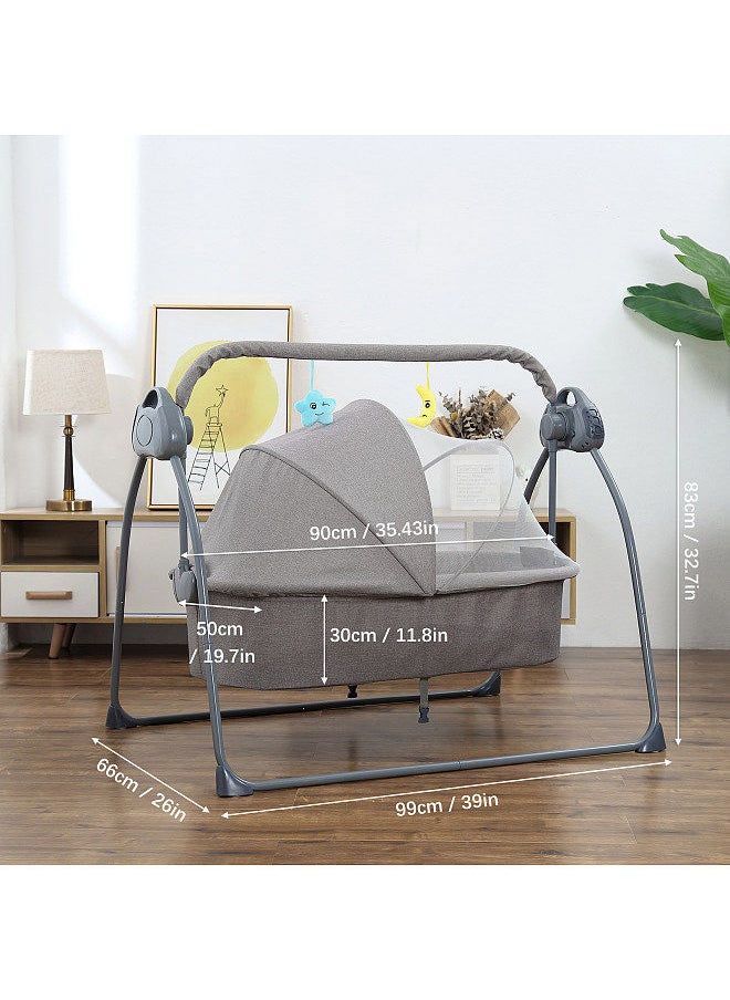 Generic Putybudy S-C901 Foldable Electric Baby Bassinet Baby Swing Bed for Infants 5 Speeds & 4 Timer & 12 Preset Lullabies Supports BT Connection USB Flash Drive Washable with Remote Control  - Image 3