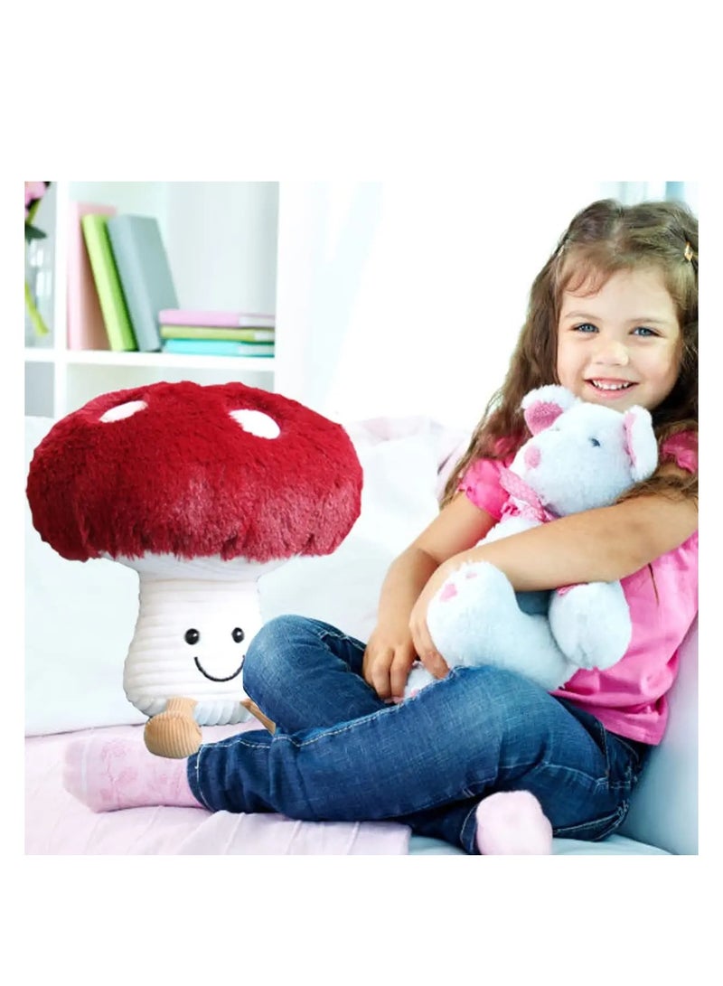 Adorable Kawaii Mushroom Plush Pillow, Smiling Stuffed Doll, Cute Mushroom Plushie Toy, Perfect Gift for Kids, Red 7.9 Inches Soft Pillow for Cuddling and Playtime. - Image 3