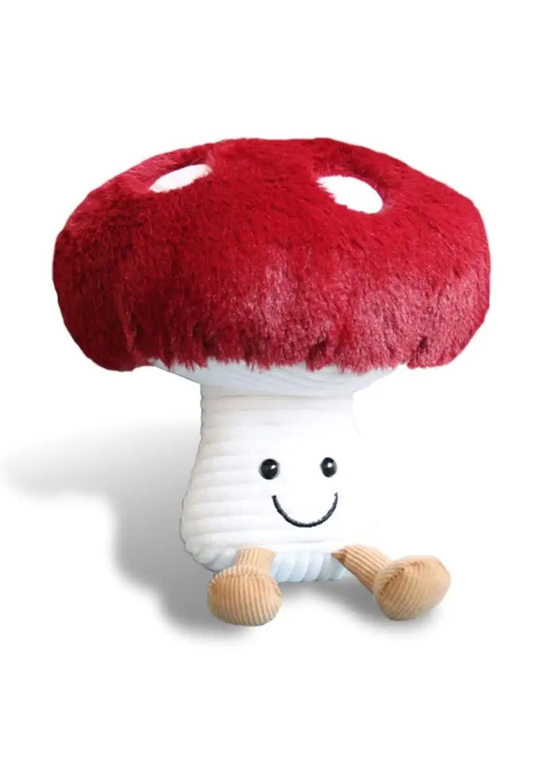 Adorable Kawaii Mushroom Plush Pillow, Smiling Stuffed Doll, Cute Mushroom Plushie Toy, Perfect Gift for Kids, Red 7.9 Inches Soft Pillow for Cuddling and Playtime. - Image 1