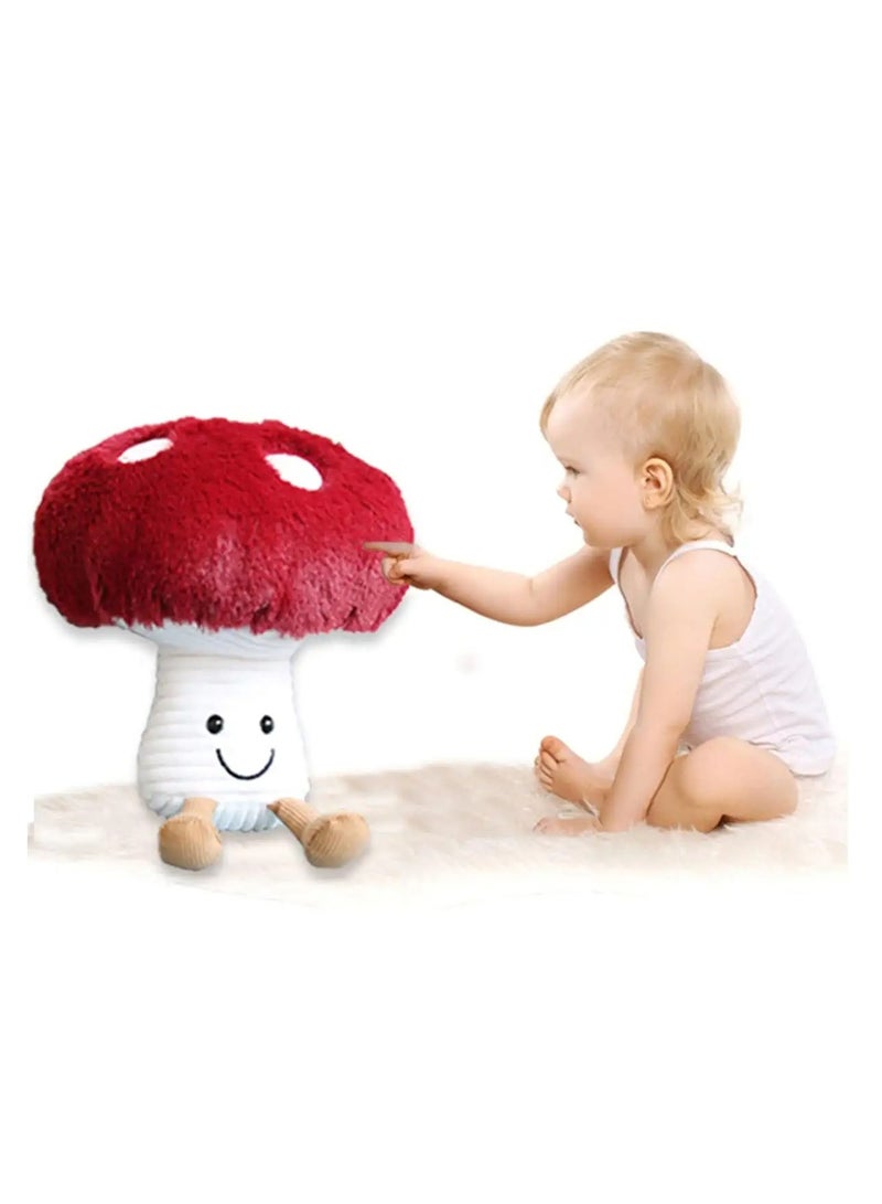 Adorable Kawaii Mushroom Plush Pillow, Smiling Stuffed Doll, Cute Mushroom Plushie Toy, Perfect Gift for Kids, Red 7.9 Inches Soft Pillow for Cuddling and Playtime. - Image 2