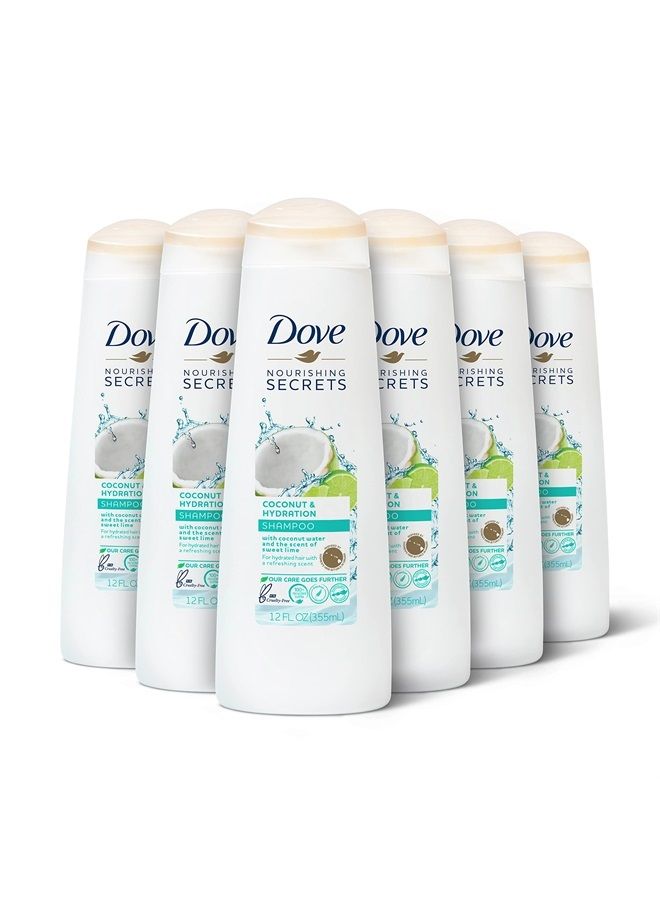 Dove Nourishing Secrets Hydrating Shampoo Coconut and Hydration 6 Count for Daily Use Dry Hair Shampoo With Refreshing Lime Scent 12 oz - Image 1