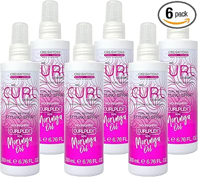 The Curl Company 6 x 200ml Multipack of Curl Reviving Styling Spray Professionally Formulated with Nourishing Curplex with Moringa Oil Eliminates Frizz Ads Shine Vegan Cruelty Free