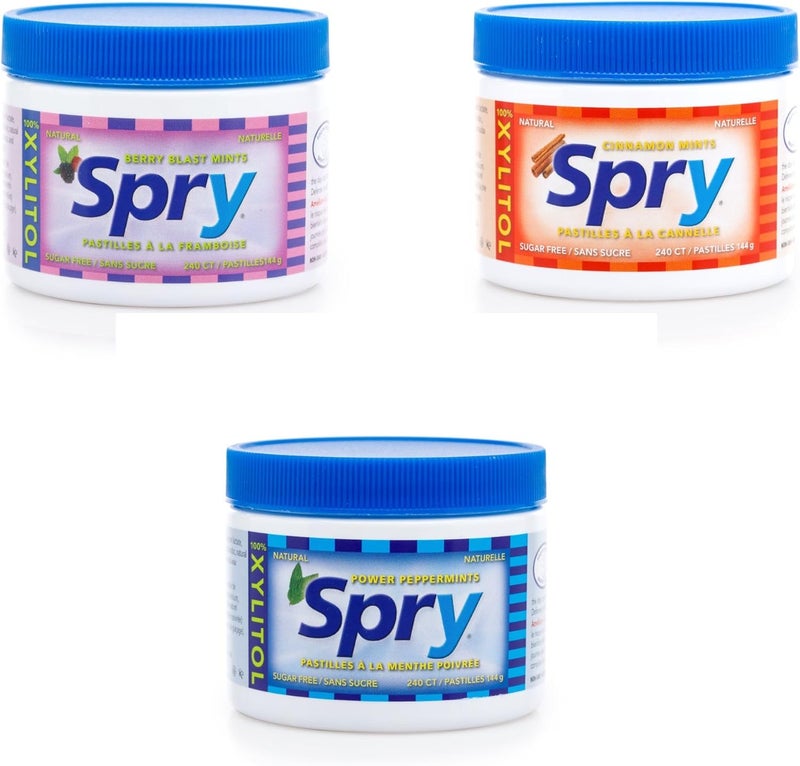 Spry Xylitol Mints Variety Pack - Cinnamon, Peppermint, and Berryblast Flavors, Sugar-Free Breath Mints for Oral Health, 240 Count - Image 5