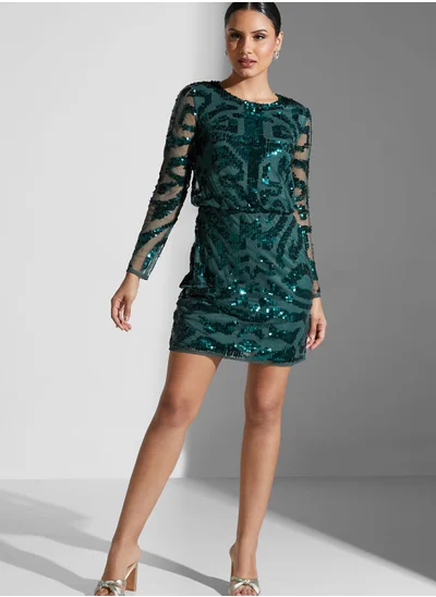 Frock and Frill Sequin Detail Bodycon Dress