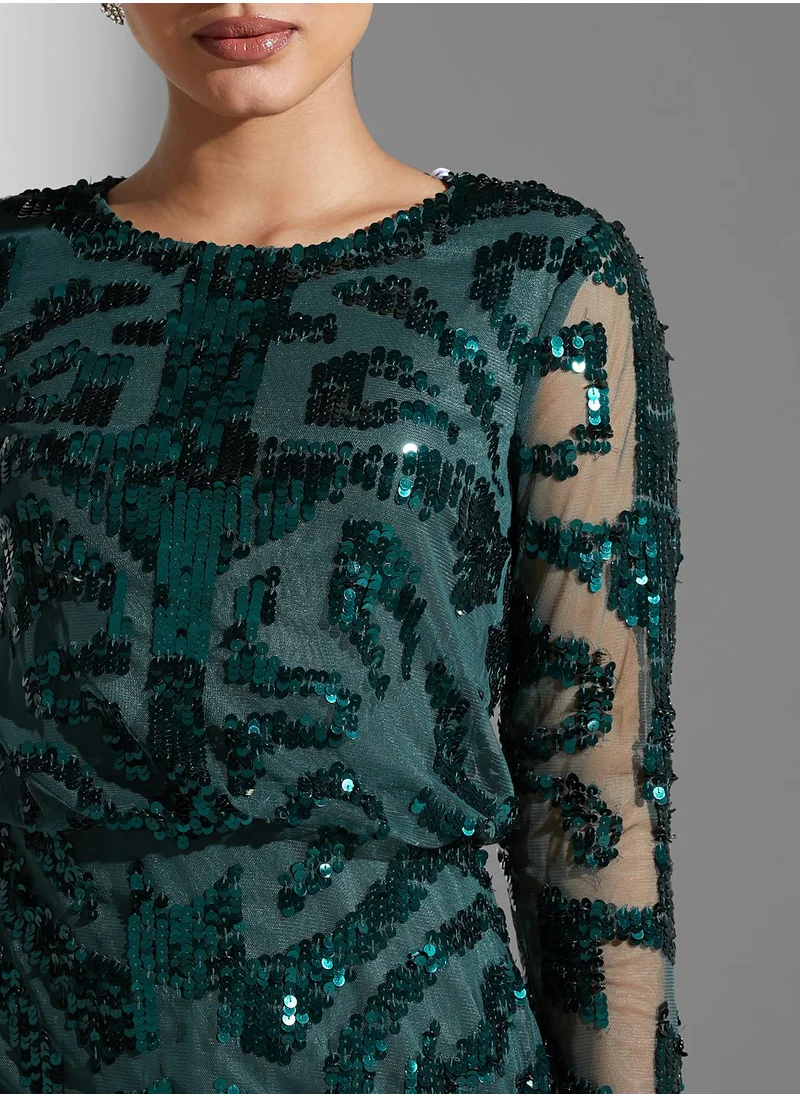 Frock and Frill Sequin Detail Bodycon Dress