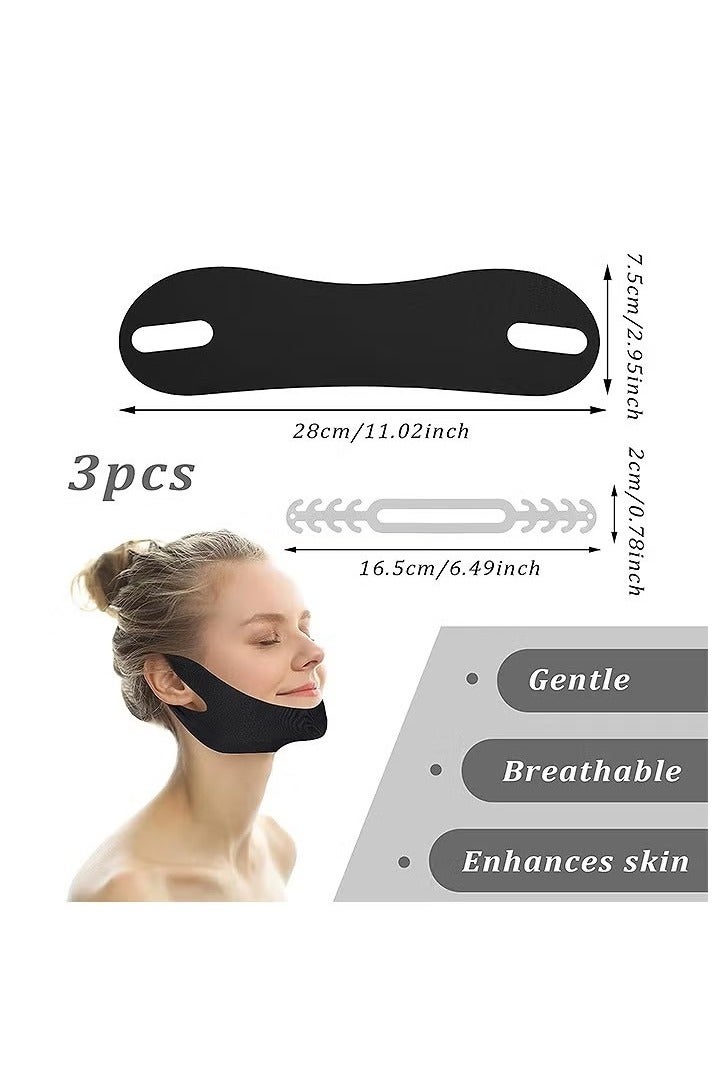 3 Pcs Reusable Facial Slimming Strap, V Shaped Contouring Face Chin Up Strap, Jaw Exerciser for Skin Tightening Sagging - Image 2