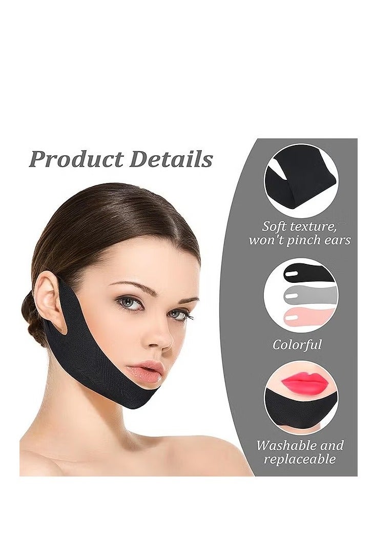 3 Pcs Reusable Facial Slimming Strap, V Shaped Contouring Face Chin Up Strap, Jaw Exerciser for Skin Tightening Sagging - Image 3