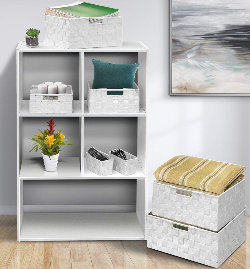 Sorbus Storage Baskets for Organizing (Set of 7), Mesh Hand-Woven Design, Linen Closet Organizers and Storage, Organizer Storage Baskets for Shelves, Variety Pack Organizers and Storage (White) - Image 2