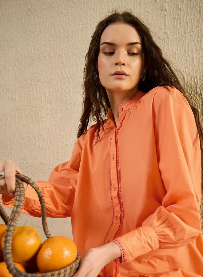 sanskrutihomes Sanskrutihomes Balloon Sleeve Buttoned Mandarin Collar Shirt