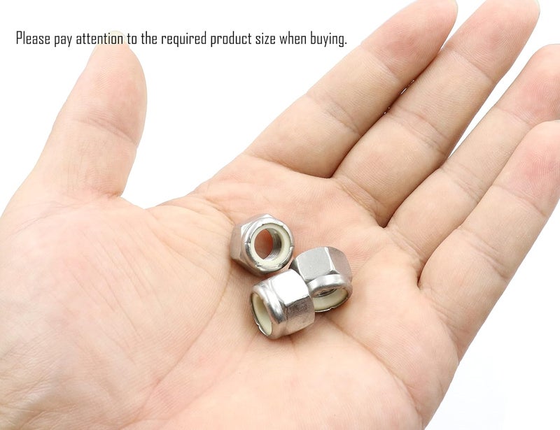 LBY 30pcs Lock Nuts, 3/8-24 Nylon Insert Hex Lock Nuts, 304 Stainless Steel (Silver) - Image 3